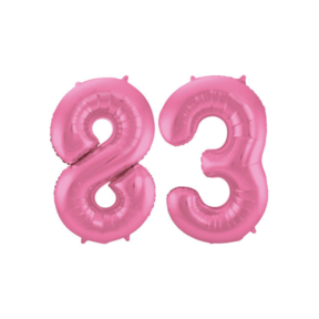 Folieballon 83 jaar metallic roze mat 86cm