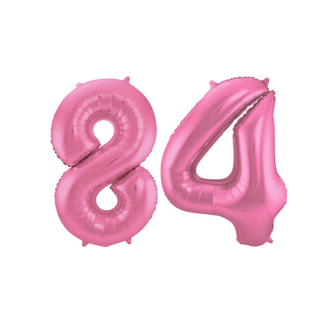 Folieballon 84 jaar metallic roze mat 86cm Folieballon 84 jaar metallic roze mat 86cm