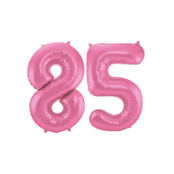 Folieballon 85 jaar metallic roze mat 86cm