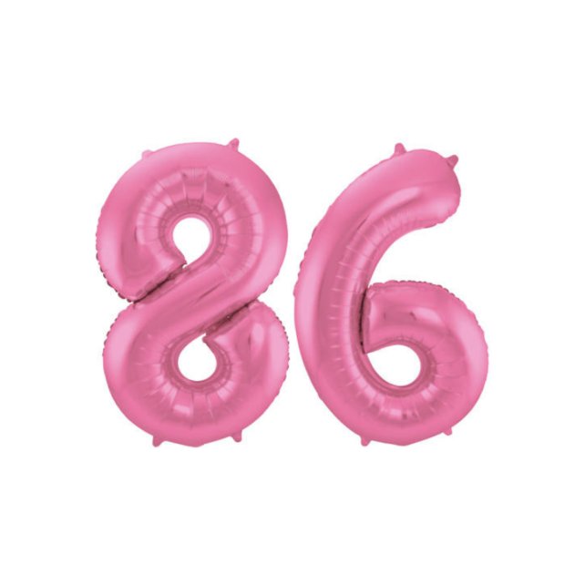 Folieballon 86 jaar metallic roze mat 86cm