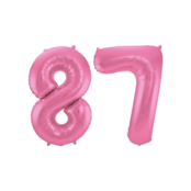Folieballon 87 jaar metallic roze mat 86cm