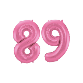 Folieballon 89 jaar metallic roze mat 86cm