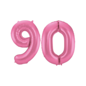 Folieballon 90 jaar metallic roze mat 86cm