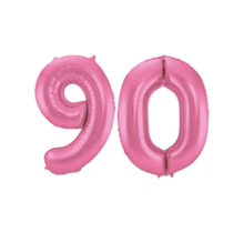 Folieballon 90 jaar metallic roze mat 86cm