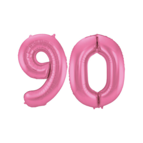 Folieballon 90 jaar metallic roze mat 86cm