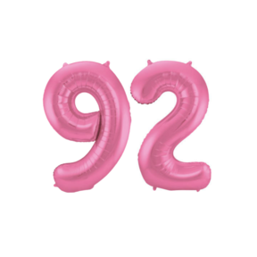 Folieballon 92 jaar metallic roze mat 86cm