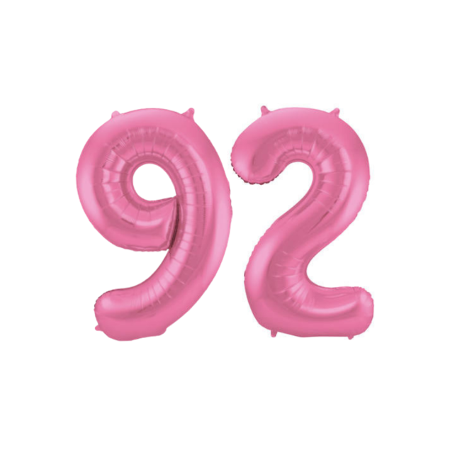 Folieballon 92 jaar metallic roze mat 86cm Folieballon 92 jaar metallic roze mat 86cm
