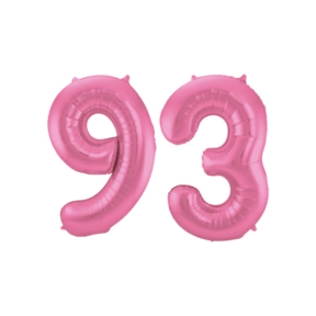 Folieballon 93 jaar metallic roze mat 86cm