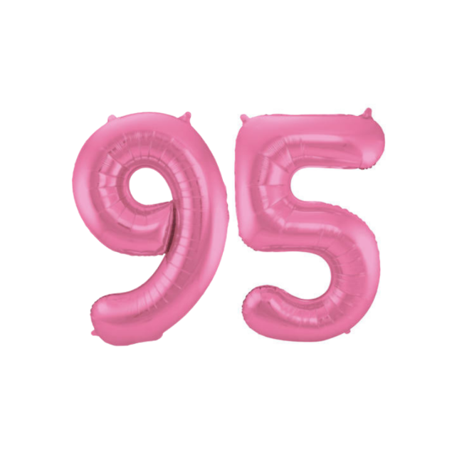 Folieballon 95 jaar metallic roze mat 86cm