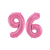 Folieballon 96 jaar metallic roze mat 86cm