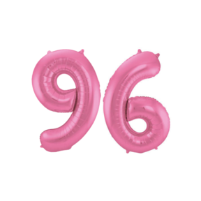 Folieballon 96 jaar metallic roze mat 86cm