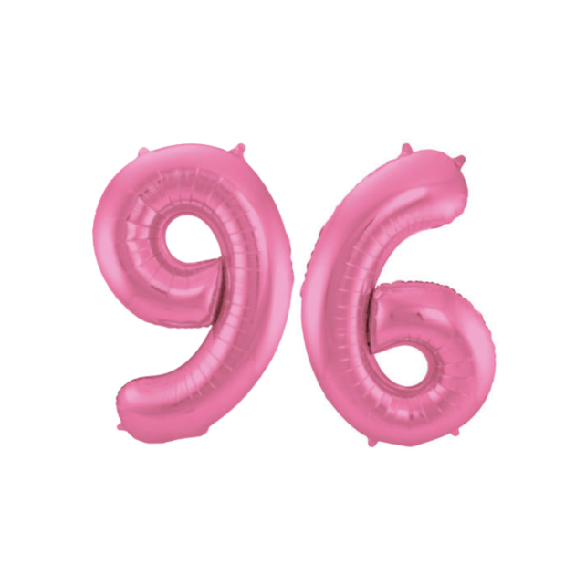 Folieballon 96 jaar metallic roze mat 86cm