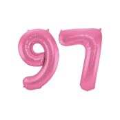 Folieballon 97 jaar metallic roze mat 86cm