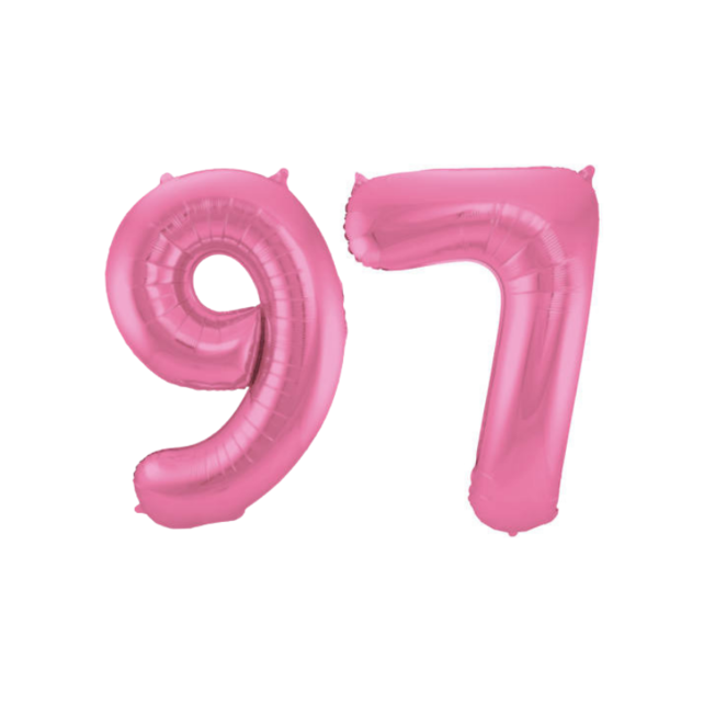 Folieballon 97 jaar metallic roze mat 86cm