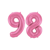 Folieballon 98 jaar metallic roze mat 86cm