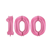 Folieballon 100 jaar metallic roze mat 86cm