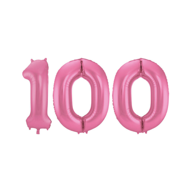 Folieballon 100 jaar metallic roze mat 86cm