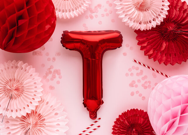 Folie Ballon letter ''T'', 35cm, rood Folie Ballon letter ''T'', 35cm, rood