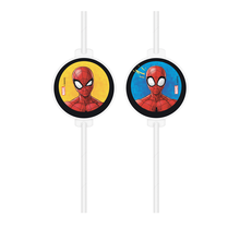 Spiderman papieren rietjes 4 stuks met afbeelding