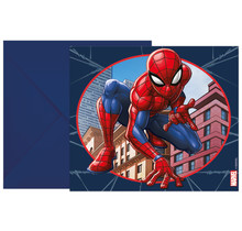 6 uitnodigingen met envelop – spiderman crime fighter