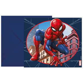 6 uitnodigingen met envelop – spiderman crime fighter