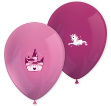 6 unicorn ballonnen roze/ donkerroze 28cm