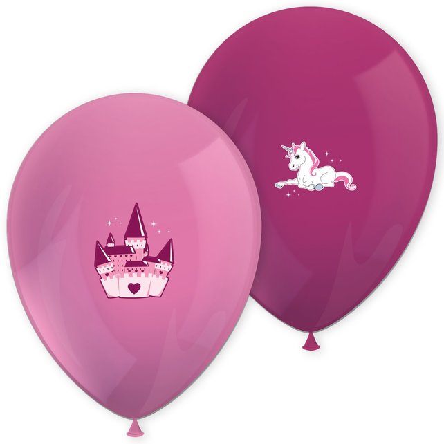 6 unicorn ballonnen roze/ donkerroze 28cm