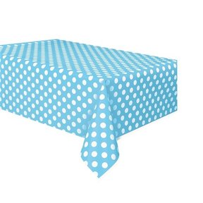 Tafelkleed licht blauw met stippen 137x274cm