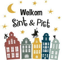 Raamstickers 'Welkom Sint & Piet'