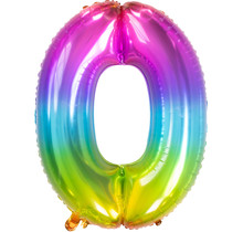 Folieballon Yummy Gummy Rainbow Cijfer 0 - 81 cm
