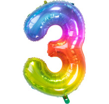 Folieballon Yummy Gummy Rainbow Cijfer 3 - 81 cm