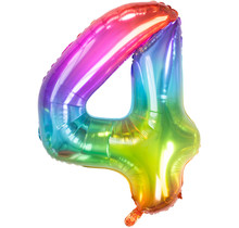 Folieballon Yummy Gummy Rainbow Cijfer 4 - 81 cm