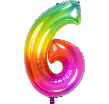 Folieballon Yummy Gummy Rainbow Cijfer 6 - 81 cm