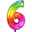 Folat Folieballon Yummy Gummy Rainbow Cijfer 6 - 81 cm
