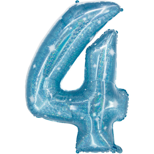 Folieballon Cijfer 4 Galactic Aqua - 101 cm Folieballon Cijfer 4 Galactic Aqua - 101 cm