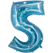 Folieballon Cijfer 5 Galactic Aqua - 101 cm