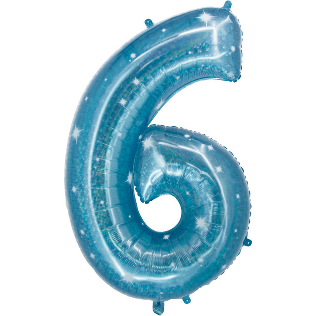 Folieballon Cijfer 6 Galactic Aqua - 101 cm Folieballon Cijfer 6 Galactic Aqua - 101 cm