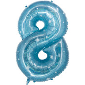 Folieballon Cijfer 8 Galactic Aqua - 101 cm