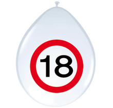 18 Jaar Verkeersbord Ballonnen - 8 stuks