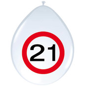 21 Jaar Verkeersbord Ballonnen - 8 stuks