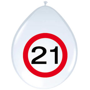 21 Jaar Verkeersbord Ballonnen - 8 stuks