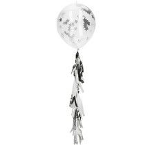 Ballonnen met Sterren Confetti 30cm en Tassel Slinger Zilver - 3 stuks