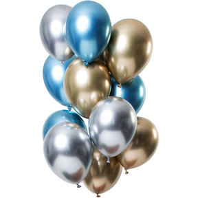 Ballonnen Mirror Effect Sapphire 33cm - 12 stuks