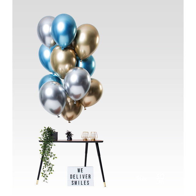 Ballonnen Mirror Effect Sapphire 33cm - 12 stuks