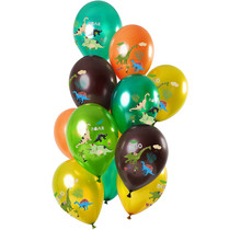 Ballonnen Dino's Multikleur Metallic 30cm - 12 stuks