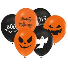 Halloween ballonnen 8 stuks oranje/ zwart