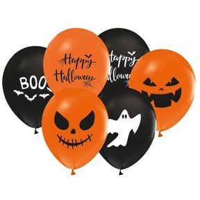 Halloween ballonnen 8 stuks oranje/ zwart