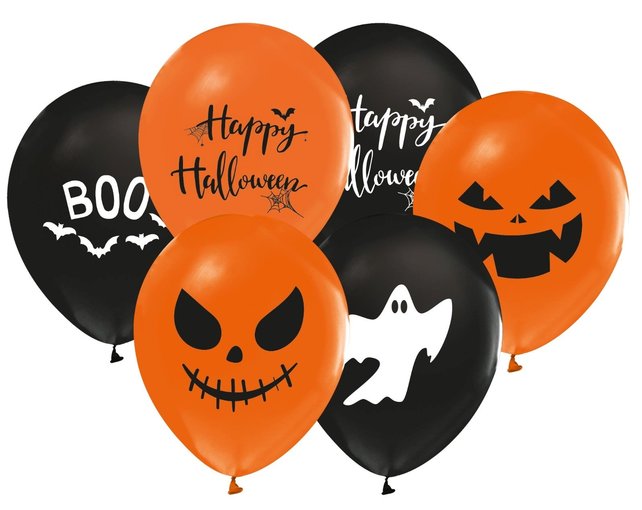 Halloween ballonnen 8 stuks oranje/ zwart
