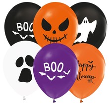 Halloween ballonnen 8 stuks oranje, zwart, paars en wit