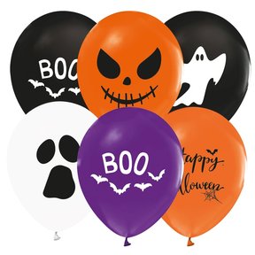 Halloween ballonnen 8 stuks oranje, zwart, paars en wit